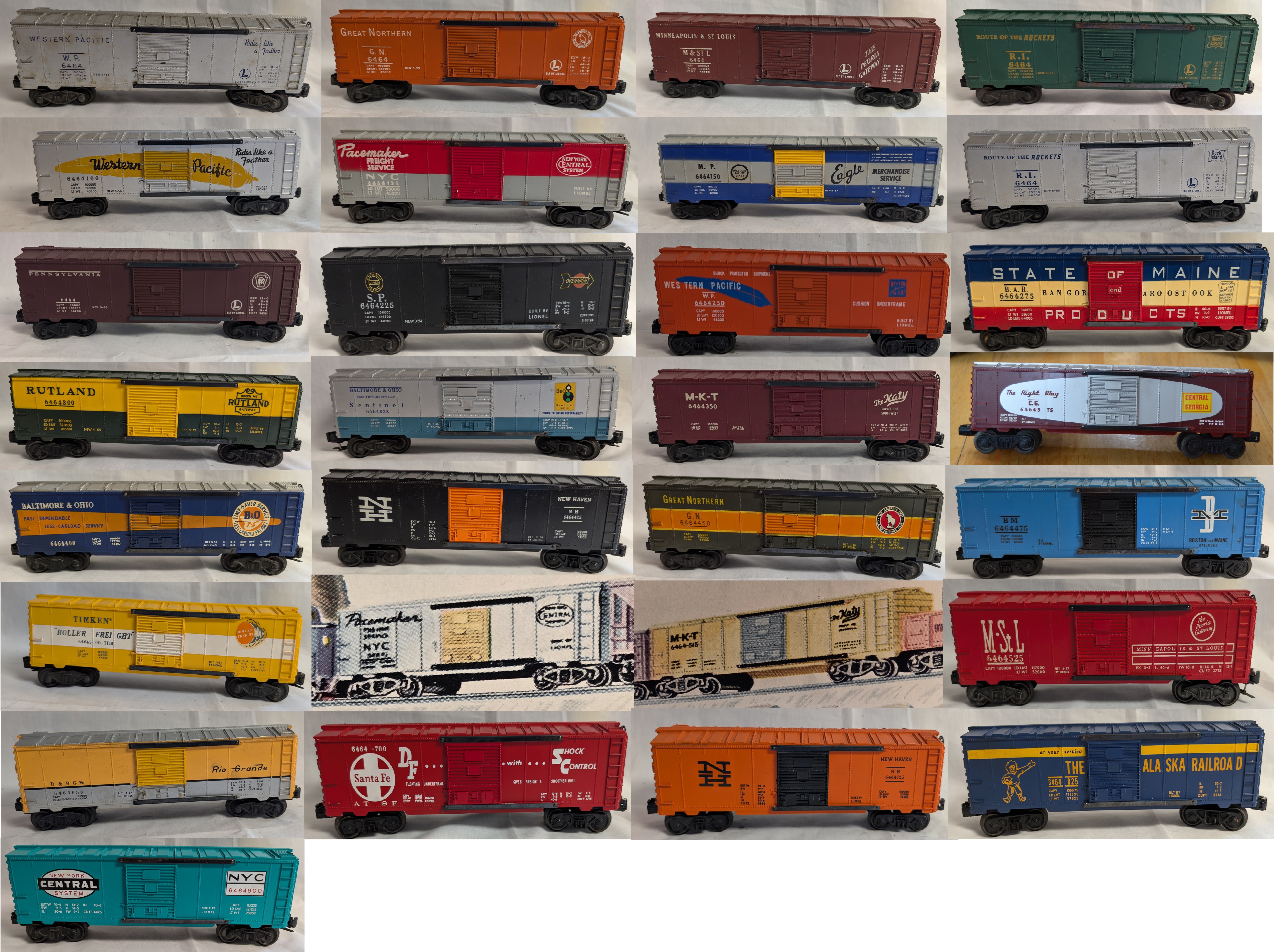 Lionel Postwar 6464 Series Boxcars