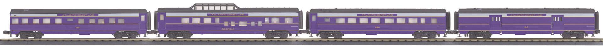Atlantic Coast Line O Gauge RailKing 4-Car 60' Streamlined Passenger Set