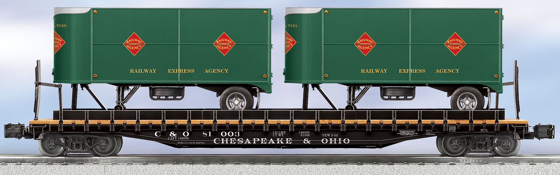 Rail Express Agency PS-4 Flatcar with Piggyback Trailers #81003