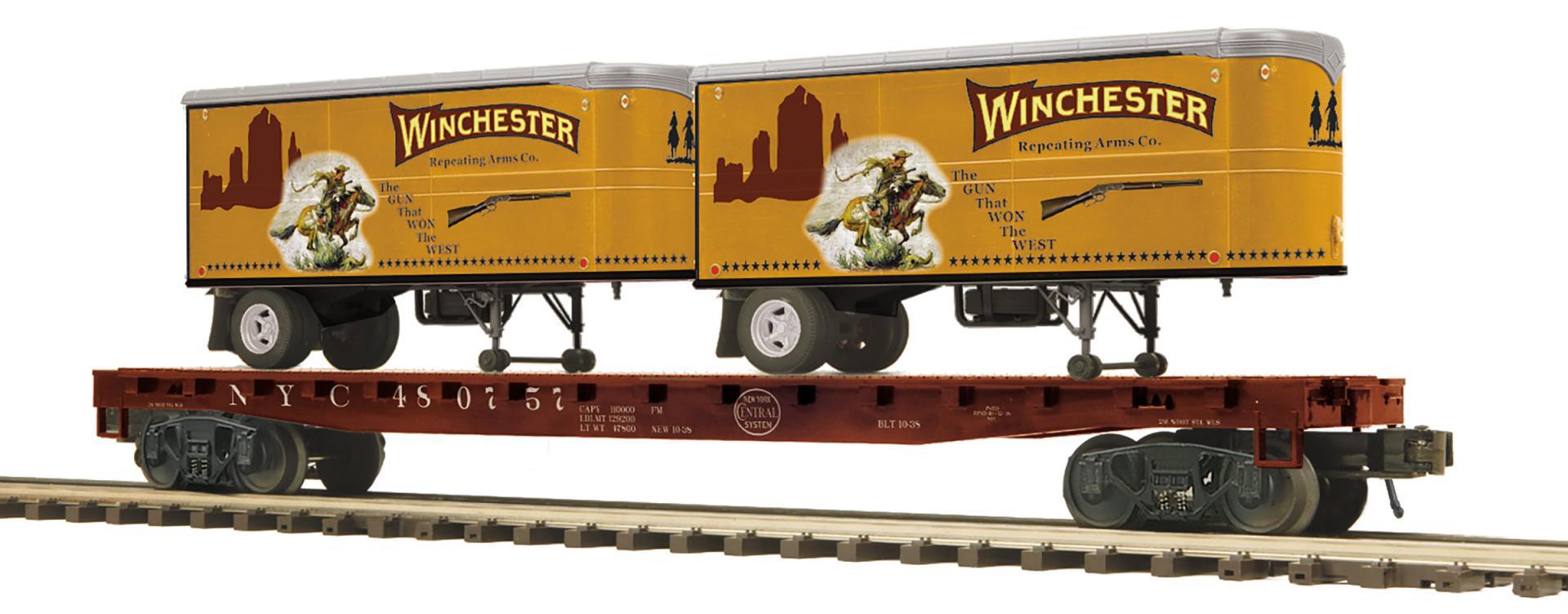 New York Central O Scale Premier Flat Car w/(2) PUP Trailers