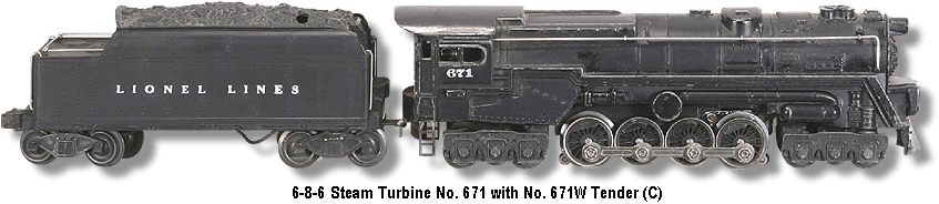 Lionel Lines S2 Turbine 6-8-6 Steam Locomotive #671