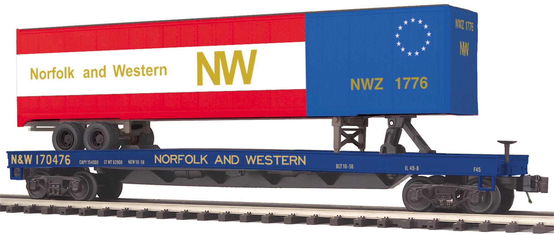 Norfolk & Western Flat Car w/ 48' Trailer #170476
