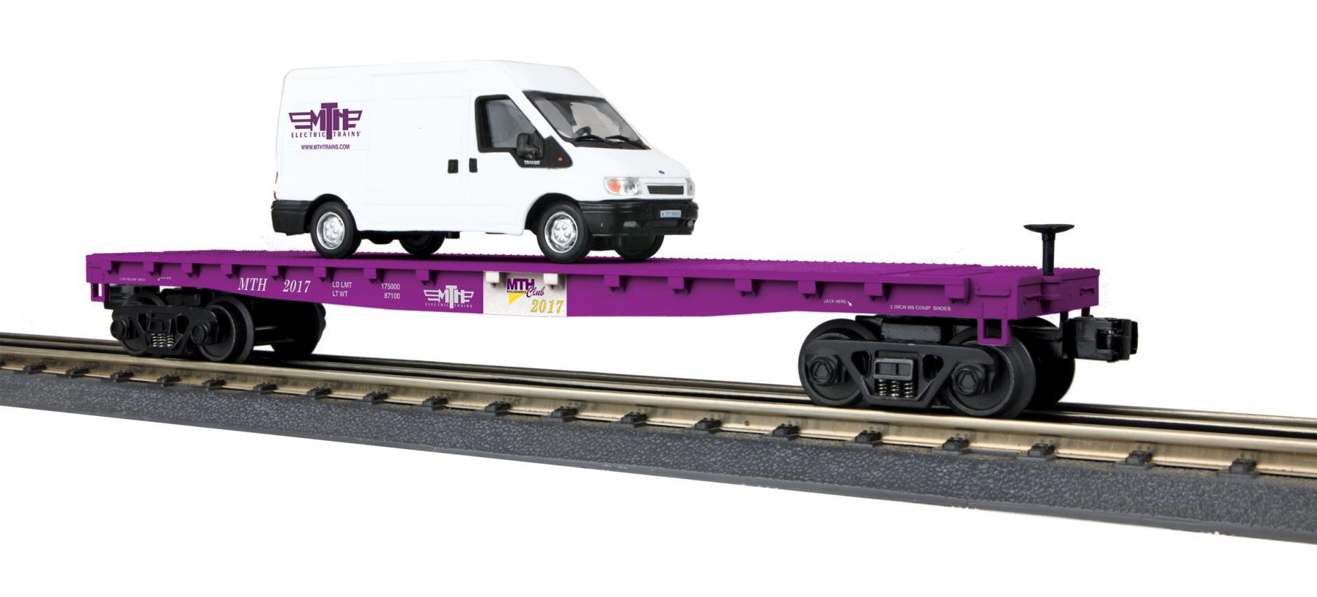 MTHRRC O Gauge RailKing Flat Car w/(1) 'Ford Transit Van