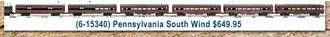 Pennsylvania "South Wind" Aluminum Streamlined Passenger Car 6-Pack