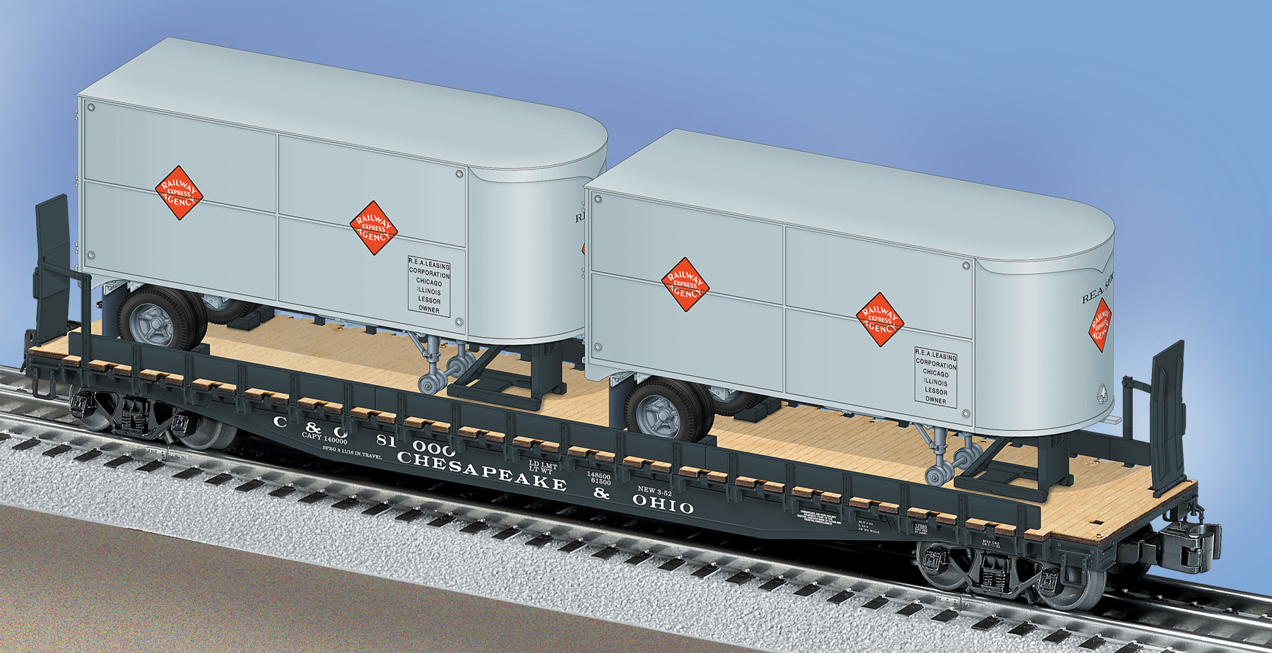 Chesapeake & Ohio PS-4 Flatcar with Piggyback Trailers #81000