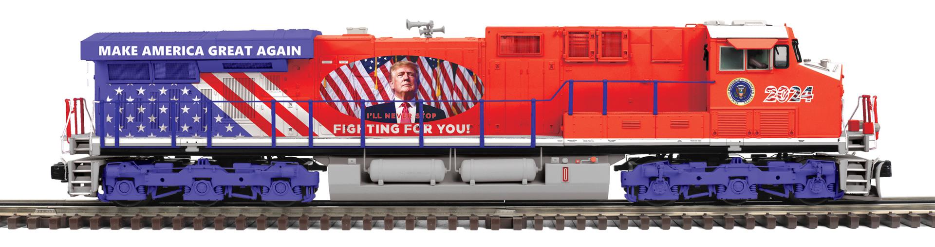 Donald J. Trump O Scale Premier ES44AC Diesel Engine w/Proto-Sound 3.0 (Hi-Rail Wheels)
