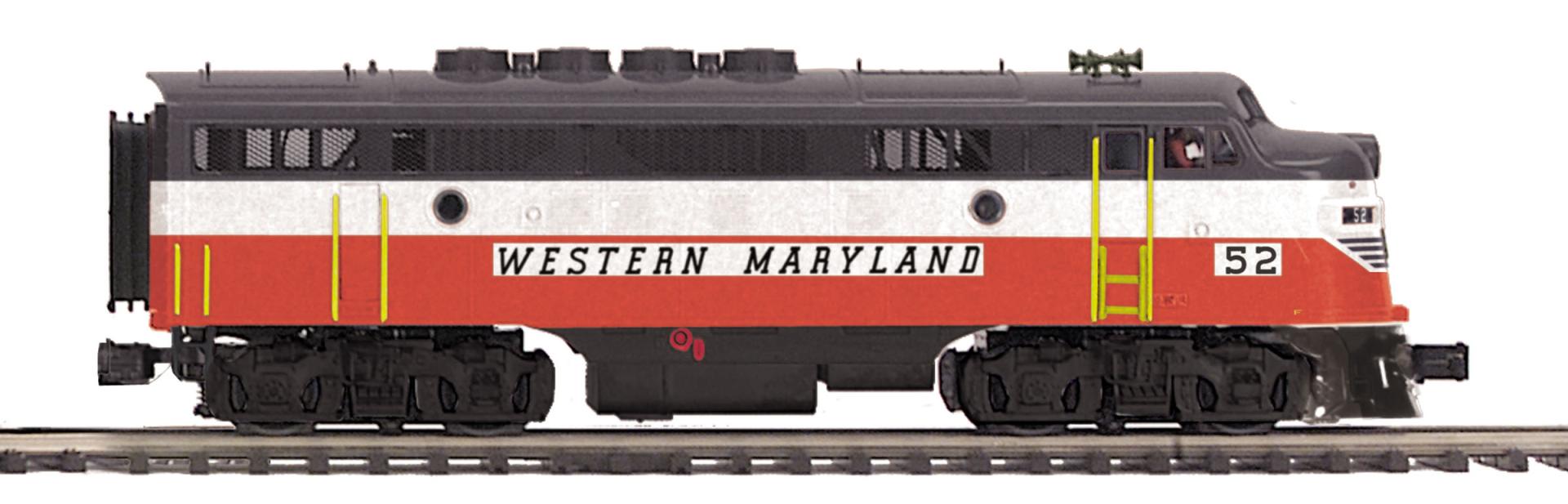 Western Maryland O Scale Premier F-3 A Unit Non-Powered Diesel Engine (Hi-Rail Wheels)