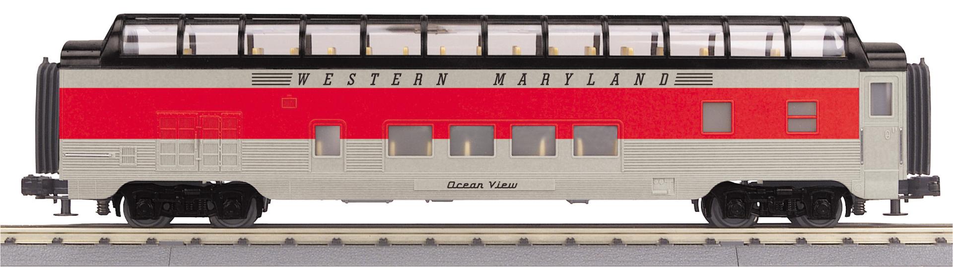 Western Maryland O Gauge RailKing 60’ Streamlined Full-Length Vista Dome Car