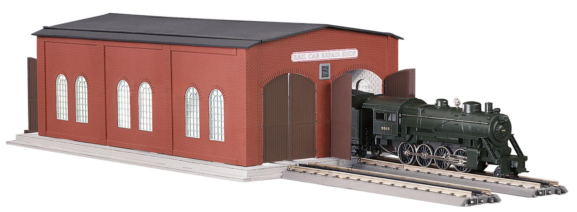 Red w/Gray Roof Dual Stall Engine Shed