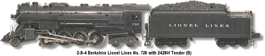 Lionel Lines Berkshire 2-8-4 Steam Locomotive #726