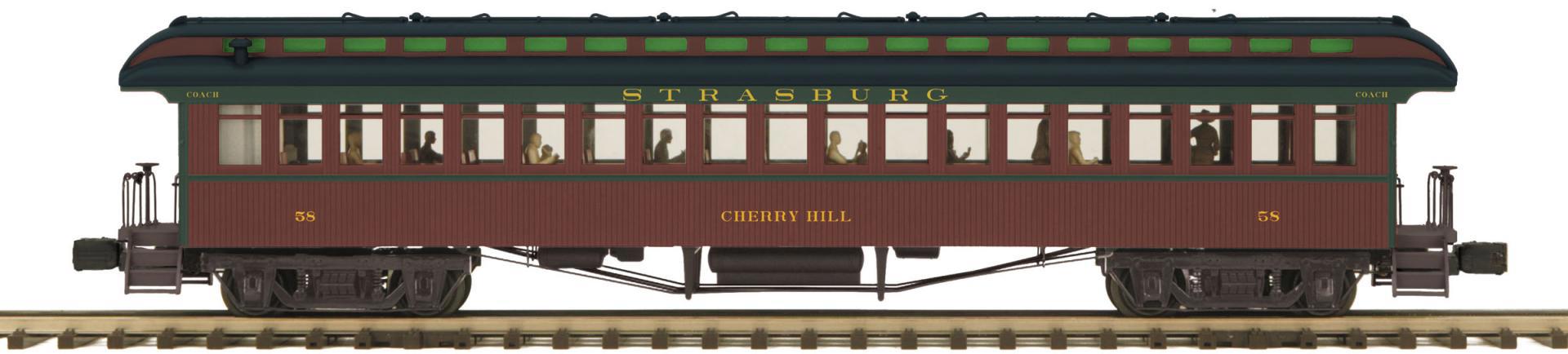 Strasburg O Scale Premier 64' Woodsided Coach Car (#58 - Cherry Hill)
