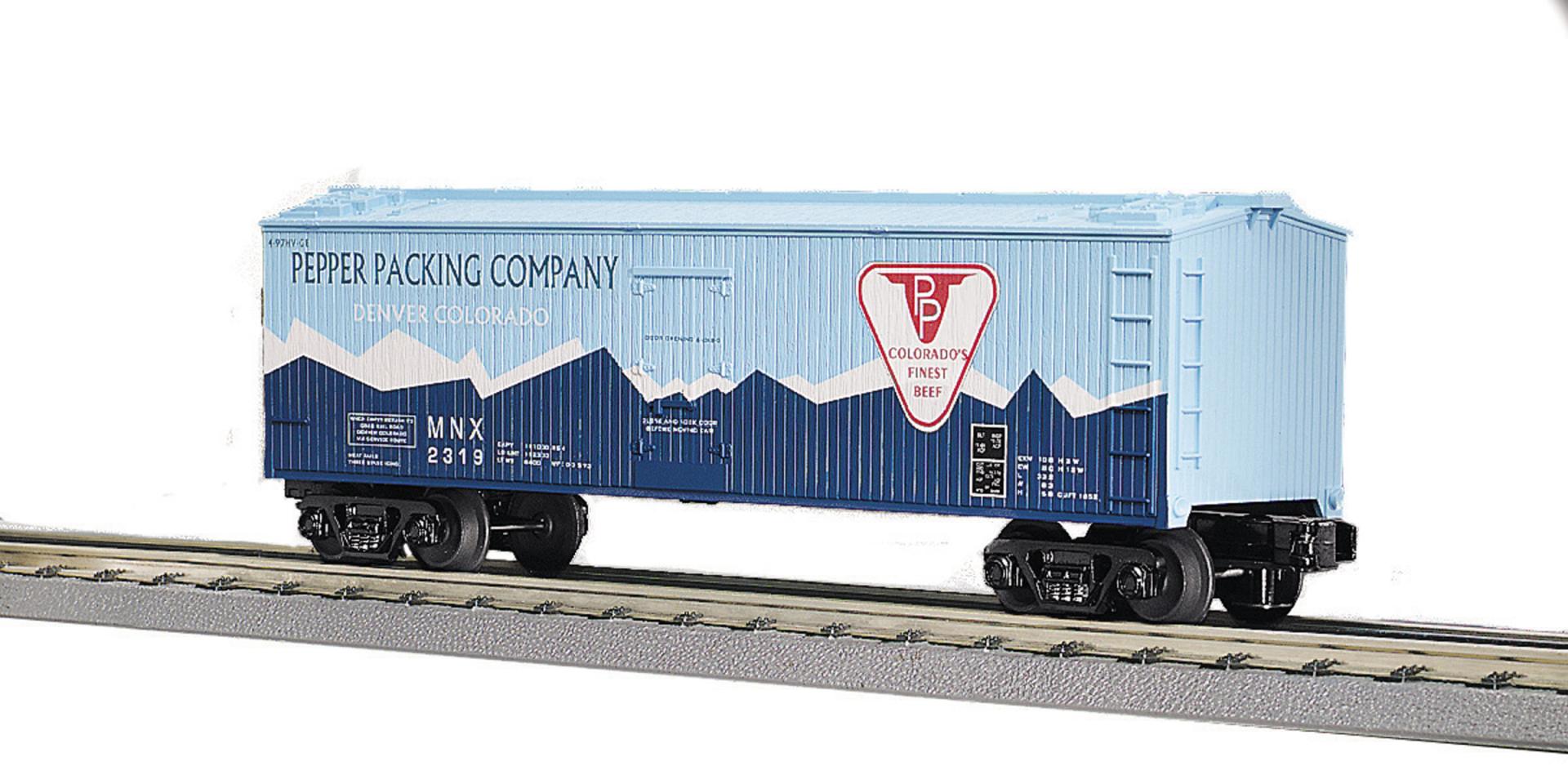 Pepper Packing O Gauge RailKing 40' Woodsided Reefer Car