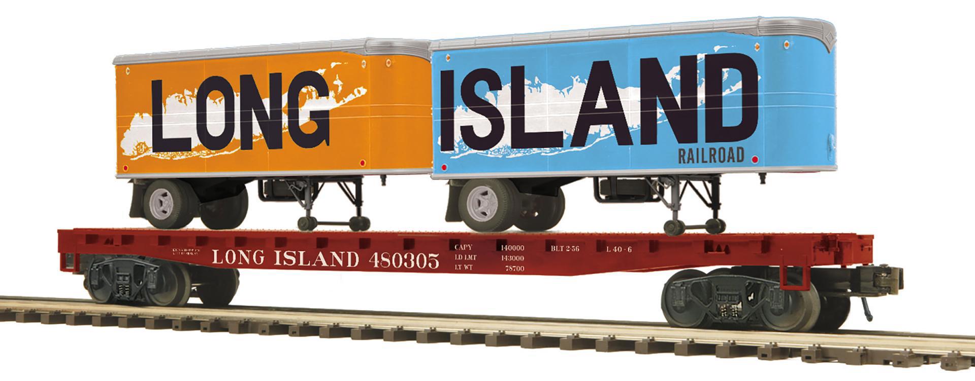 Long Island O Scale Premier Flat Car w/(2) PUP Trailers