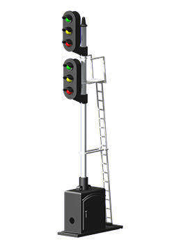 3-Color trackside signal w/dual heads
