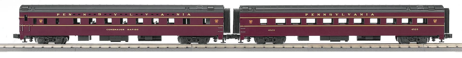 Pennsylvania O Scale Premier 2-Car 70' Streamlined Slpr/Diner Passenger Set  (Smooth Sided)
