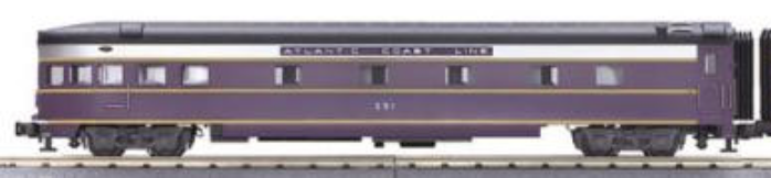 Atlantic Coast Line O Scale Premier 70' Streamlined - Observation Car (Smooth Sided)