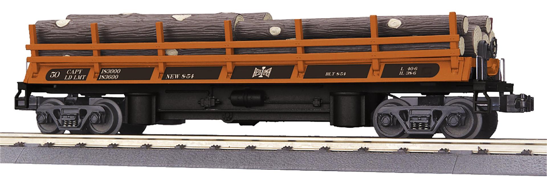 Bessemer & Lake Erie O Gauge RailKing Operating Log Dump Car
