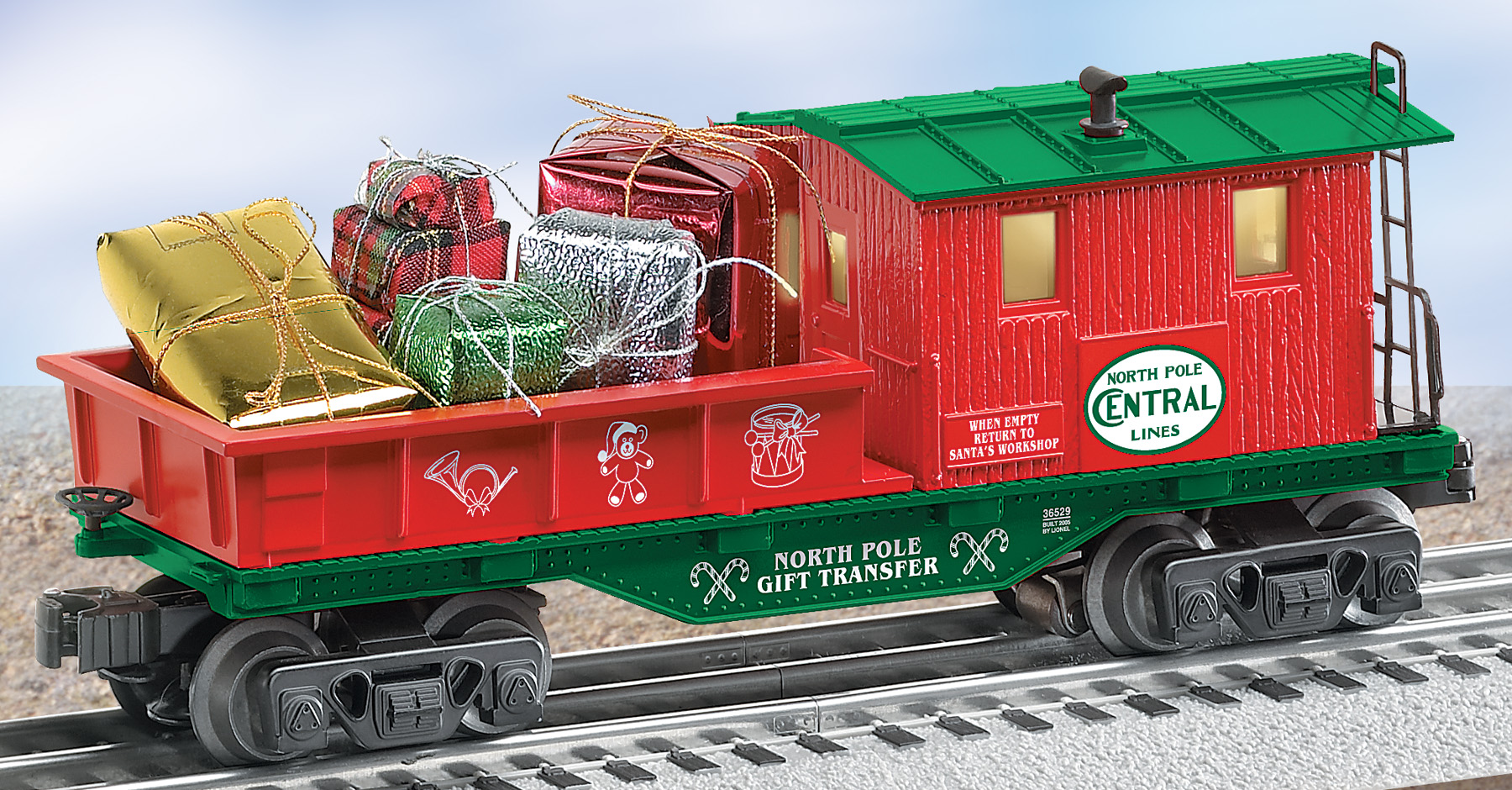 North Pole Central Work Caboose with Presents