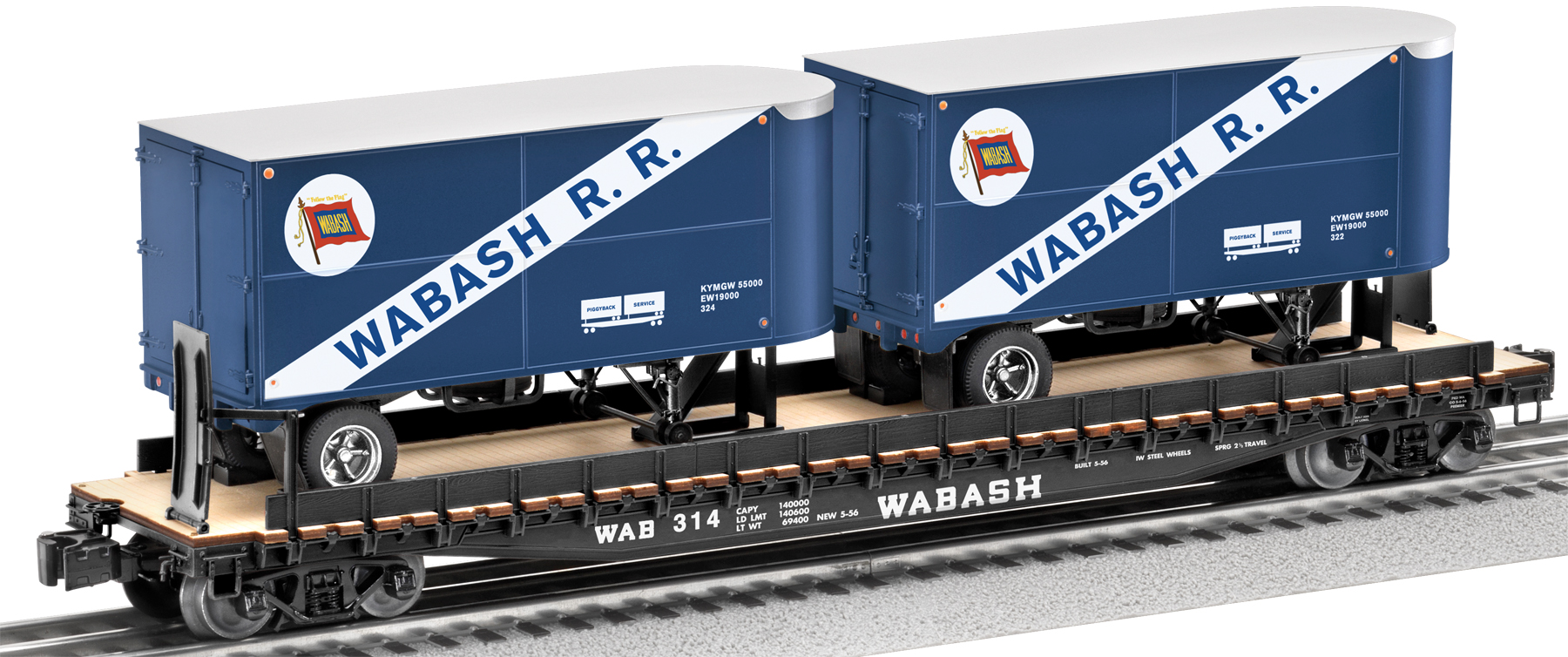 Wabash PS-4 Flatcar with Piggyback Trailers #314