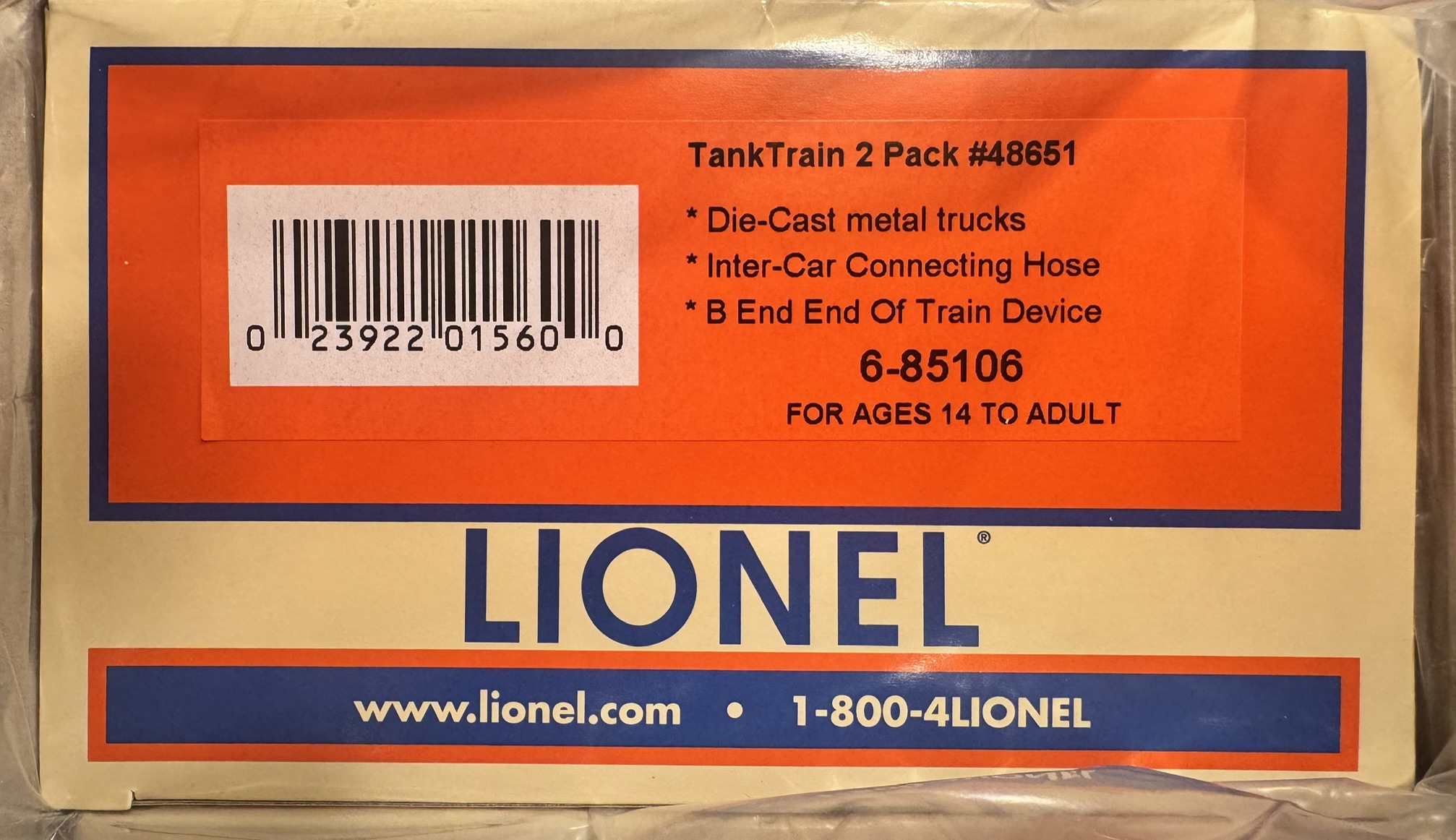 LIONEL 6-85106 TANK TRAIN wETD2 #48651.jpeg