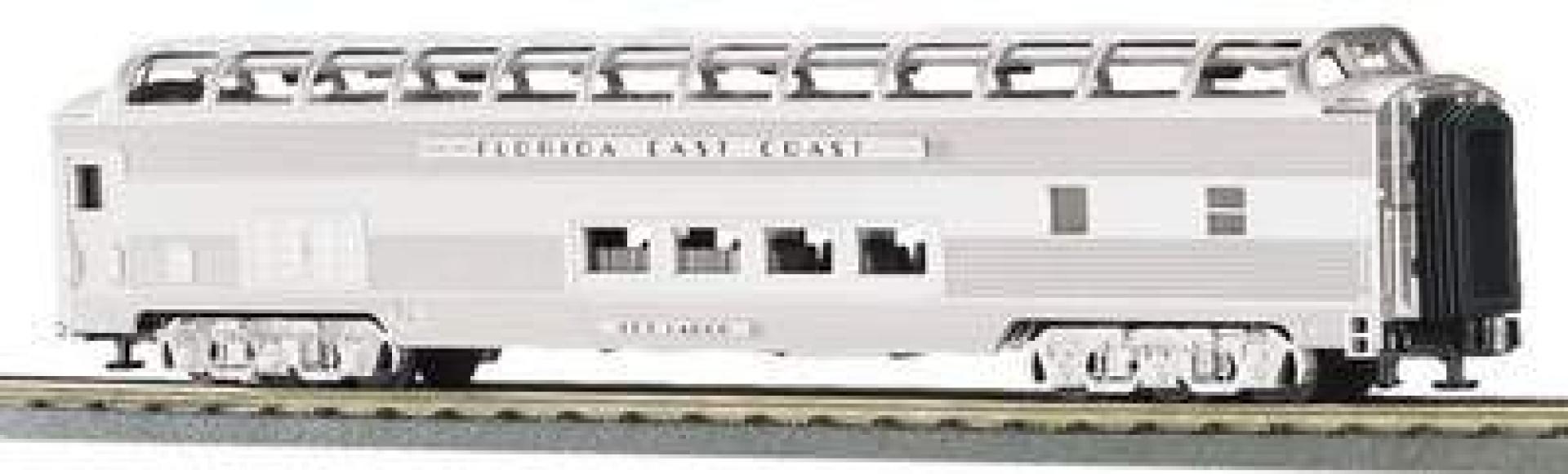 Florida East Coast O Scale Premier 70' Streamlined Full Length Vista Dome Passenger Car (Ribbed Sided)