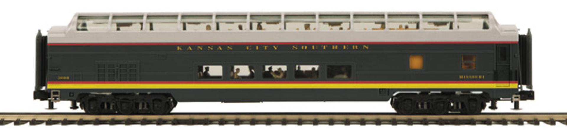 Kansas City Southern O Scale Premier 70' Streamlined Full Length Vista Dome Passenger Car (Smooth Sided)